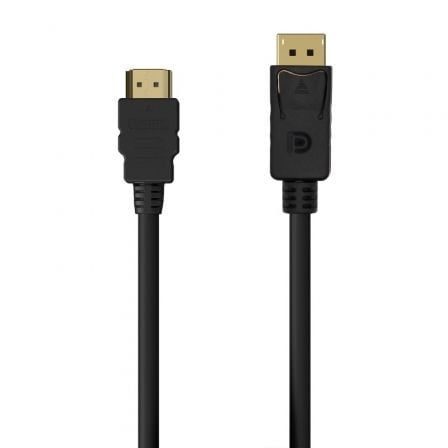 depau-AIS-CAB-A125-0550 Cable Conversor Aisens A125-0550/ Displayport Macho - HDMI Macho/ Hasta 5W/ 2300Mbps/ 50cm/ Negro - Imagen 1