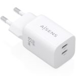 Cargador de Pared GaN Aisens A110-1029/ 2xUSB Tipo-C/ 65W/ Blanco