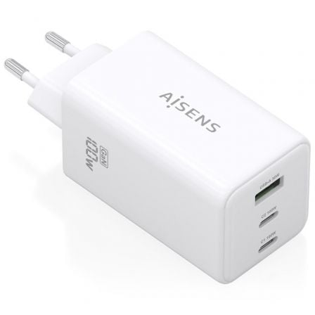 depau-AIS-CARGA-ASCH-100W3P051-W Cargador de Pared GaN Aisens ASCH-100W3P051-W/ 2xUSB Tipo-C/ 1xUSB/ 100W - Imagen 1