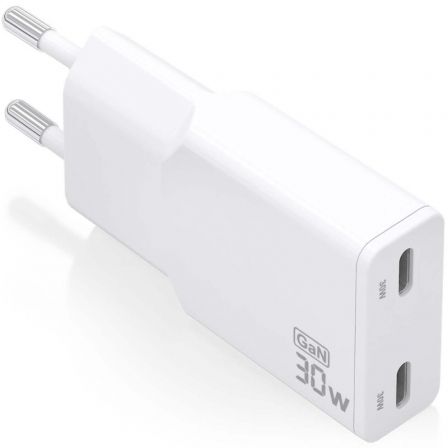 depau-AIS-CARGA-ASCH-30W2P048-W Cargador de Pared GaN Aisens ASCH-30W2P048-W/ 2xUSB Tipo-C/ 30W/ Blanco - Imagen 1