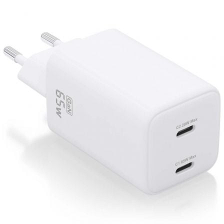 depau-AIS-CARGA-ASCH-65W2P039-W Cargador de Pared GaN Aisens ASCH-65W2P039-W/ 2xUSB Tipo-C/ 65W - Imagen 1