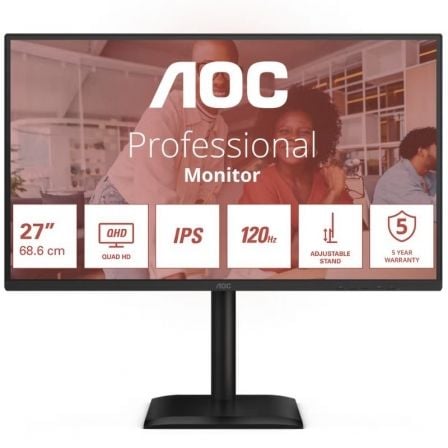 depau-AOC-M-Q27E4U Monitor Profesional AOC Q27E4U 27"/ QHD/ Multimedia/ Regulable en altura/ Negro - Imagen 1