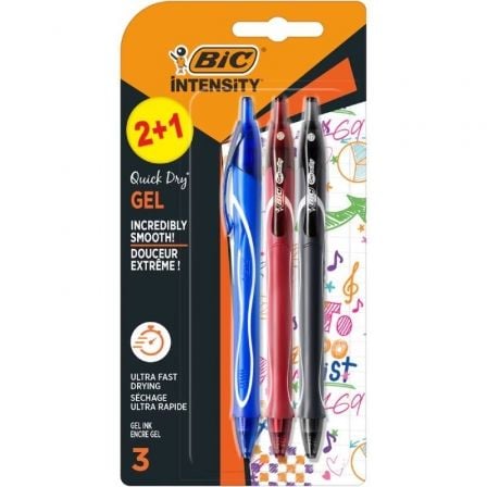depau-BIC-GELOCITY-QDRY-972035-3U Bolígrafo de Tinta de Gel Retráctil Bic Gelocity Quick Dry 972035/ 3 unidades/ Surtidos - Imagen 1