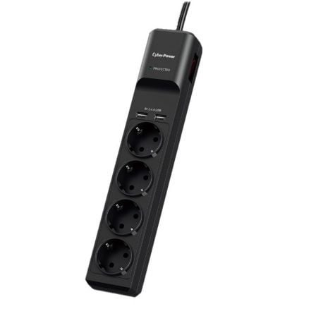 depau-CYB-REGLETA-P0420SUD0-DE Regleta con interruptor Cyberpower P0420SUD0-DE/ 4 Tomas de corriente/ 2 USB/ Cable 1.8m/ Negra - Imagen 1