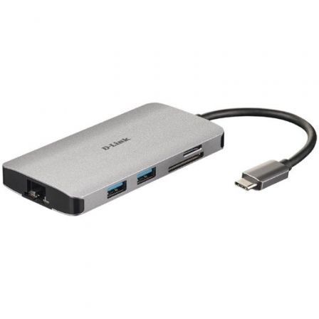 depau-DLK-HUB-DUB-M810 Docking USB Tipo-C D-Link DUB-M810/ 3xUSB/ 1xUSB Tipo-C/ 1xThunderbolt/ 1xHDMI 4K/ 1xRJ45/ 1xLector tarjetas/ Gris - Imagen 1