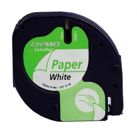 depau-DYM-CINTA-LET-12X4-PAPEL-BLA Cinta Rotuladora Adhesiva de Papel Dymo 59421/ para Letratag/ 12mm x 4m/ Blanca - Imagen 1