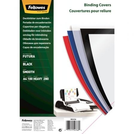 depau-FELL-PORTADA-5476603 Portadas de Polipropileno Fellowes 5476603/ A4/ 300 Micras/ 100 unidades/ Negras - Imagen 1