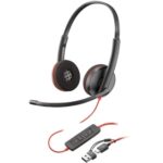 Auriculares Poly Blackwire 3220 + Adaptador USB-C/A/ con Micrófono/ USB Tipo-C/ Negro