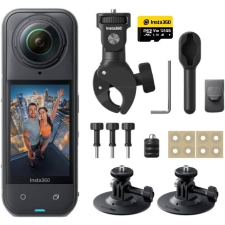 depau-IST-CAM-X5-BK-MOTO Cámara Digital Deportiva Insta360 X5 Motorcycle Bundle/ 8K/ Ángulo de visión 360º/ Negra - Imagen 1