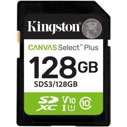 depau-KIN-SD-SDS3-128GB Tarjeta de Memoria Kingston CANVAS Select Plus 128GB SD XC/ Clase 10/ 150MBs - Imagen 1