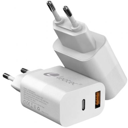 depau-LEO-CARGA-LECSPH20W2W2 Cargador de Pared Leotec LECSPH20W2W2/ 1xUSB Tipo-C/ 1xUSB/ 20W - Imagen 1