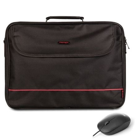 depau-MONR-MAL-BUREAUKIT Maletín + Ratón Monray Bureau Kit para Portátiles hasta 16"/ Negro - Imagen 1
