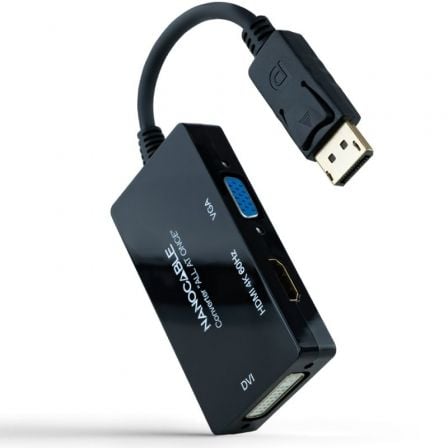 depau-NAN-ADP-10-16-3301-ALL Cable DisplayPort Nanocable 10.16.3301-ALL/ HDMI Hembra - DVI-D Hembra - VGA Hembra/ 20cm/ Negro - Imagen 1
