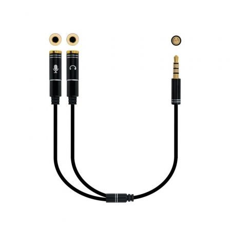 depau-NAN-ADP-10-24-1202 Cable Estéreo Nanocable 10.24.1202/ Jack 3.5 Macho - 2x Jack 3.5 Hembra/ 30cm/ Negro - Imagen 1