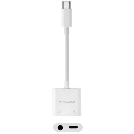 depau-NAN-ADP-10-24-1206 Adaptador Audio Nanocable 10.24.1206/ USB Tipo-C Macho - Jack 3.5 Hembra/ USB Tipo-C Hembra/ Blanco - Imagen 1