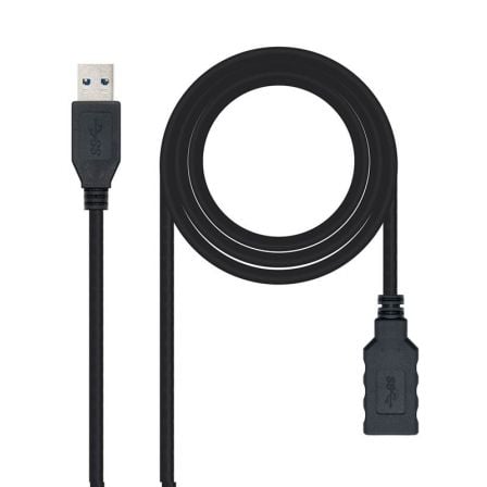 depau-NAN-CAB-10-01-0902-BK Cable Alargador USB 3.0 Nanocable 10.01.0902-BK/ USB Macho - USB Hembra/ 2m/ Negro - Imagen 1