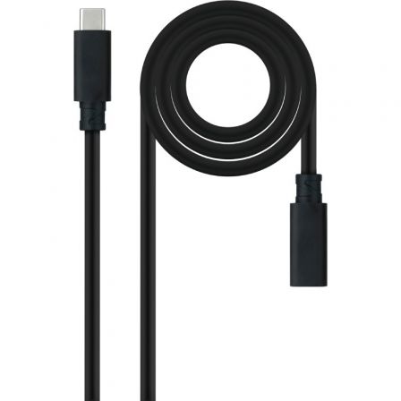 depau-NAN-CAB-10-01-4500 Cable Alargador USB Tipo-C 3.2 Nanocable 10.01.4500/ USB Tipo-C Macho - USB Tipo-C Hembra/ 50cm/ Negro - Imagen 1