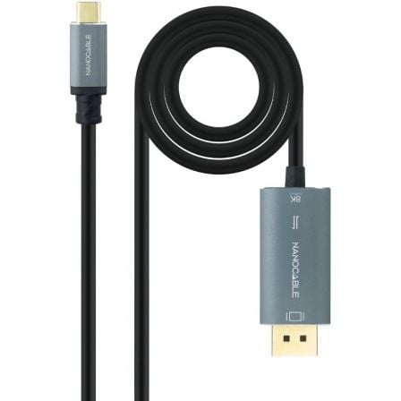 depau-NAN-CAB-10-15-5022 Cable Conversor Nanocable 10.15.5022/ USB Tipo-C Macho - Displayport Macho/ 2m/ Negro - Imagen 1