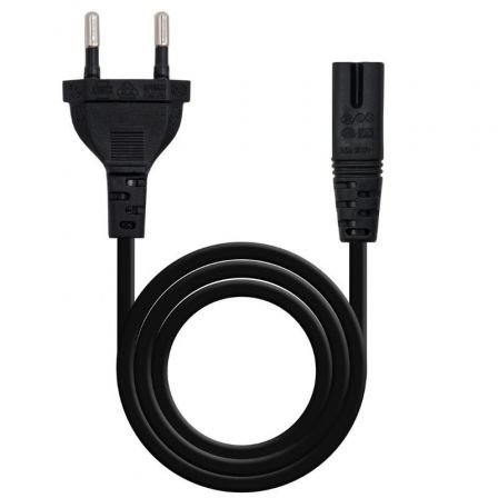 depau-NAN-CAB-10-22-0402-L300 Cable Alimentación Forma 8 Nanocable 10.22.0402-L300/ CEE7/16 Macho - C7 Hembra/ 3m/ Negro - Imagen 1