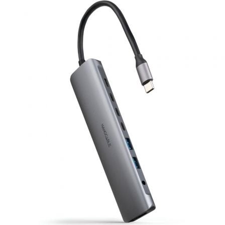 depau-NAN-HUB-10-16-4608 Docking Tipo-C Nanocable 10.16.4608/ 2xUSB/ 3xUSB Tipo-C/ 1xHDMI 4K/ 1xJack 3.5/ 1xUSB Tipo-C PD/ Gris - Imagen 1