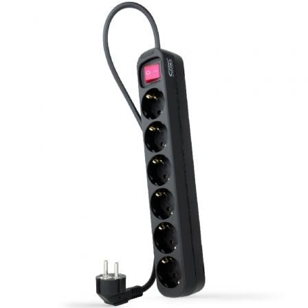 depau-NAN-REGLETA-10-37-0006-BK Regleta con Interruptor Nanocable 10.37.0006-BK/ 6 Tomas de Corriente/ Cable 1.4m/ Negro - Imagen 1