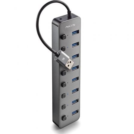 depau-NGS-HUB-IHUB8 Hub USB NGS IHUB8 / 8xUSB 3.0/ Gris - Imagen 1