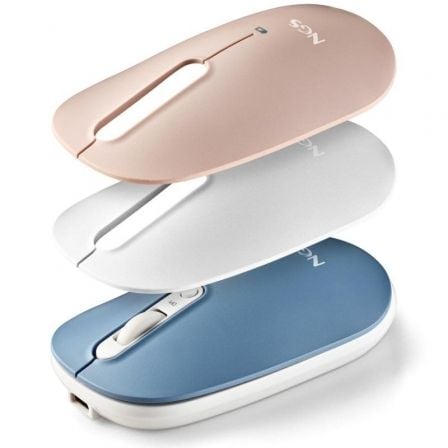 depau-NGS-MOU-SHELL-RB Ratón Inalámbrico NGS Shell-RB/ Batería recargable/ Hasta 1600 DPI/ Azul/ Blanco/ Rosa - Imagen 1