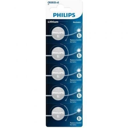 depau-PHIL-PILA-CR2025P5-01B Pack de 5 Pilas de Botón Philips CR2025P5/01B Lithium/ 3V - Imagen 1
