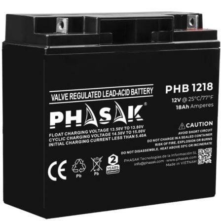 depau-PHK-BAT-PHB-1218 Batería Phasak PHB 1218 compatible con SAI/UPS PHASAK según especificaciones - Imagen 1