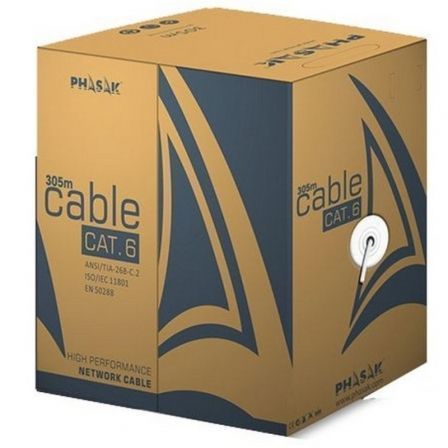 depau-PHK-CAB-PHR-6312 Bobina de Cable RJ45 FTP Phasak PHR 6312 Cat.6/ 305m/ Gris - Imagen 1