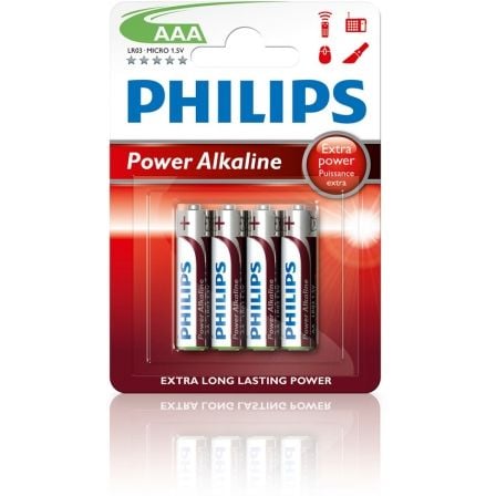 depau-PHP-LR03P4B Pack de 4 Pilas AAA Philips LR03P4B/10/ 1.5V/ Alcalinas - Imagen 1