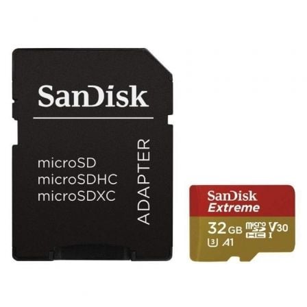 depau-SND-MICROSD-EXTRM-32GB-ADP Tarjeta de Memoria SanDisk Extreme 32GB microSD HC UHS-I con Adaptador/ Clase 10/ 100MBs - Imagen 1