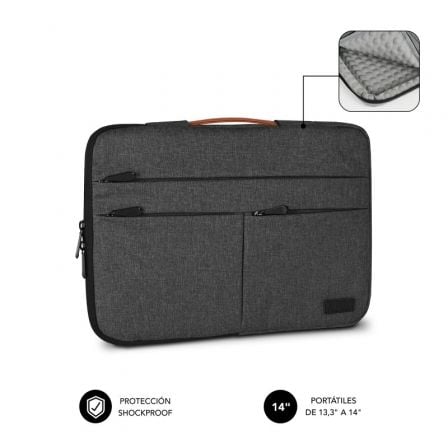 depau-SUB-FUNDA-AP360-14-DGY Funda Subblim Air Padding 360 Sleeve para Portátiles hasta 14"/ Gris Oscuro - Imagen 1