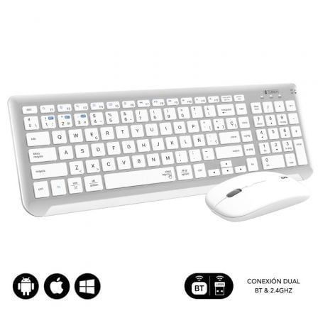depau-SUB-TEC-COMBO-D-PRES-EXT-WH Teclado y Ratón Inalámbrico Subblim Combo Dual Prestige Extendido/ Blanco y Plata - Imagen 1