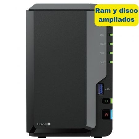 depau-SYN-NAS-DS225-PLUS-6GB-8TB NAS Synology Diskstation DS225+/ 2 Bahías 3.5"- 2.5"/ 6GB DDR4/ 8TB/ Formato Torre - Imagen 1