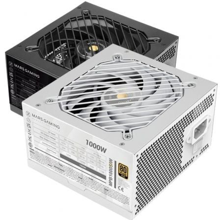 depau-TAC-FUENTE-MPB1000SI-WH Fuente de Alimentación Mars Gaming MPB1000SI/ 1000W/ Ventilador 12cm/ 80 Plus Gold/ Blanca - Imagen 1