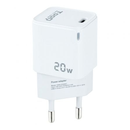 depau-TOO-CARGA-TQWC-PD20WT Cargador de Pared TooQ TQWC-PD20WT/ 1xUSB Tipo-C/ 20W/ Blanco - Imagen 1