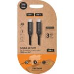 Cable USB 2.0 Tipo-C Tech One Tech TEC2206/ USB Tipo-C Macho - USB Tipo-C Macho/ Hasta 60W/ 480Mbps/ 1m/ Negro
