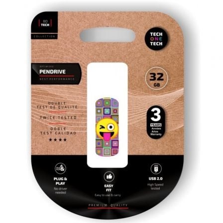 depau-TOT-EMOJI-GUINO-32GB Pendrive 32GB Tech One Tech Emoji guiño USB 2.0 - Imagen 1