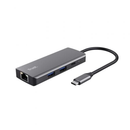 depau-TRU-ADP-DALYX Docking USB Tipo-C Trust Dalyx/ 2xUSB/ 2xUSB Tipo-C/ 1xHDMI 4K/ 1xRJ45/ Gris - Imagen 1