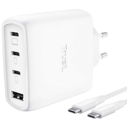 depau-TRU-CARGA-MAXO-65W-WH-3C-1A Cargador de Pared GaN Trust Maxo 65W 26068/ 3xUSB Tipo-C/ 1xUSB/ Incluye Cable USB Tipo-C/ 65W - Imagen 1