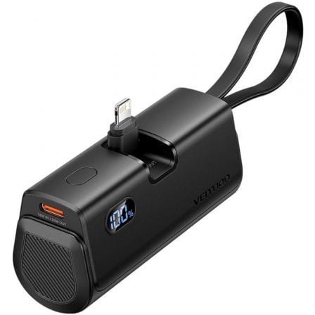 depau-VEN-BAT-FHRB0 Powerbank 4800mAh Vention FHRB0/ 22.5W/ Negra/ Incluye Cable USB Tipo-C y Lightning - Imagen 1