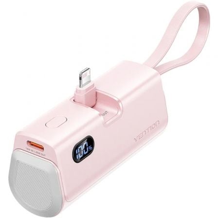 depau-VEN-BAT-FHRP0 Powerbank 4800mAh Vention FHRP0/ 22.5W/ Rosa/ Incluye Cable USB Tipo-C y Lightning - Imagen 1