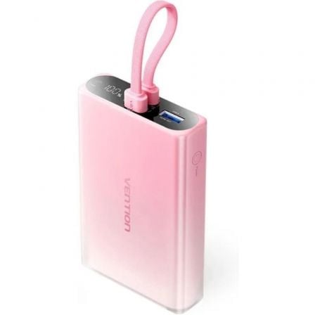 depau-VEN-BAT-FHZP0 Powerbank 10000mAh Vention FHZP0/ 22.5W/ Rosa/ Incluye Cable USB Tipo-C y Lightning - Imagen 1
