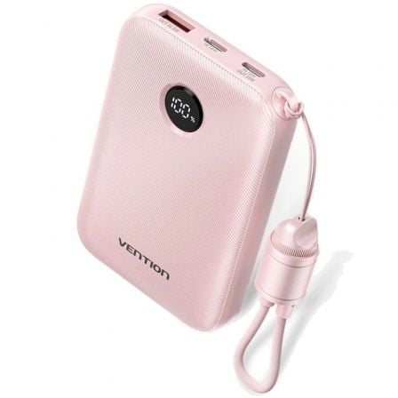 depau-VEN-BAT-FKAP0-C Powerbank 10000mAh Vention FKAP0-C/ 22.5W/ Rosa/ Incluye Cable USB Tipo-C - Imagen 1