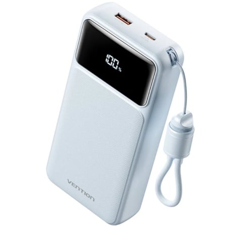 depau-VEN-BAT-XGYL0-40-TY Powerbank 20000mAh Vention XGYL0-40-TY/ 22.5W/ Azul/ Incluye Cable USB Tipo-C - Imagen 1