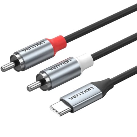 depau-VEN-CAB-BIKHH Cable Estéreo Vention BIKHH/ USB Tipo-C Macho - 2x RCA Macho/ 2m/ Gris - Imagen 1