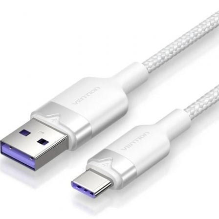 depau-VEN-CAB-CTOWH Cable USB 2.0 Tipo-C Vention CTOWF/ USB Tipo-C Macho - USB Macho/ Hasta 100W/ 480Mbps/ 2m/ Blanco - Imagen 1