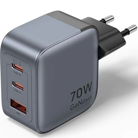 depau-VEN-CARGA-FEXH0-EU Cargador de Pared GaN Vention FEXH0-EU/ 2xUSB Tipo-C/ 1xUSB/ 70W - Imagen 1