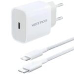 Cargador de Pared Vention G16W0-EU/ 1xUSB Tipo-C + Cable USB Tipo-C/ 20W